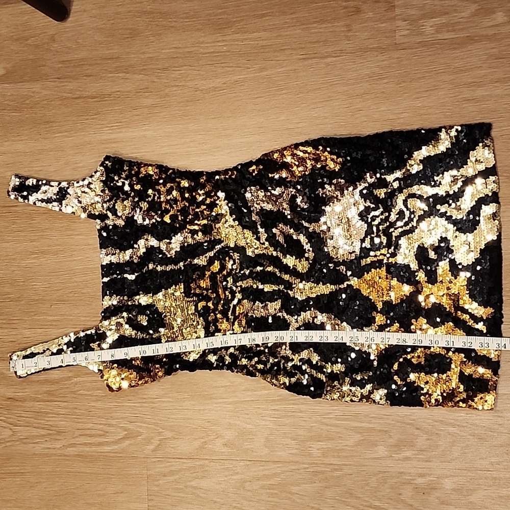 Sequin Black and Gold Dress - Picture 6 of 15